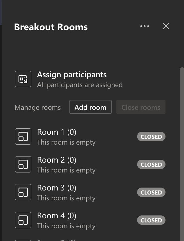 Breakrooms in meeting